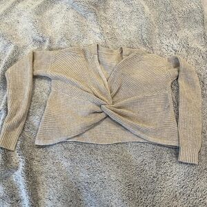 Twist Front Beige Sweater